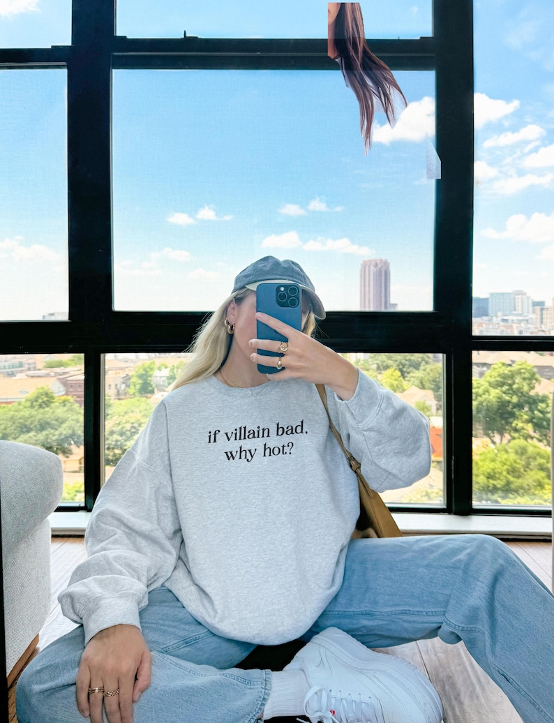 If villain bad Why hot Bookish Sweatshirt, Team Villain Crewneck, Reading Sweatshirt, Book Lover Bookworm Gift, Morally Grey Reader Sweater Ash