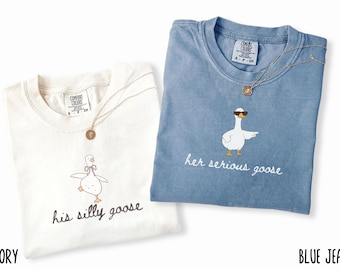 Comfort Colors Funny Goose Couples Shirt, Silly Serious Goose Matching His Hers Tee, Goose Humor Shirt