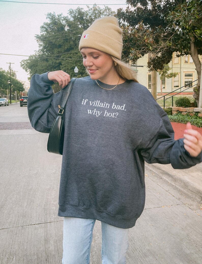 If villain bad Why hot Bookish Sweatshirt, Team Villain Crewneck, Reading Sweatshirt, Book Lover Bookworm Gift, Morally Grey Reader Sweater Dark Heather