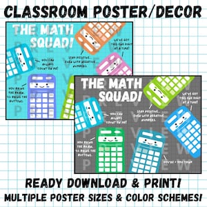 Math Squad Poster | Ermutigende Taschenrechner-Zitate für Mathe-Klassenzimmer-Dekor | Taschenrechner Zitat Poster
