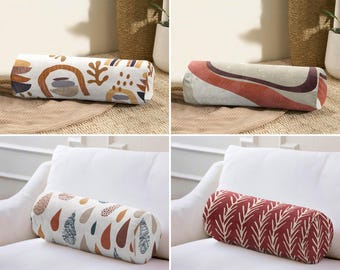 Abstract Boho Bolster Pillow - Decorative Cylindrical Sofa Cushion