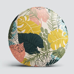 Boho Round Pillow, Abstract Leaves Pattern (Indoor and Outdoor Use) image 6