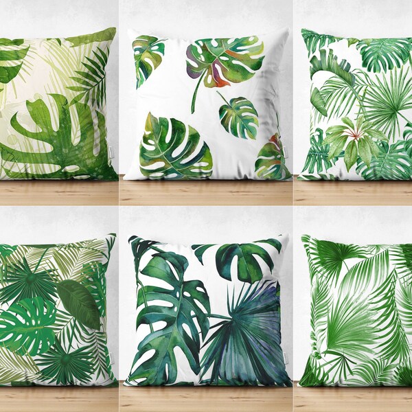 Green Leaves Pillow Etsy