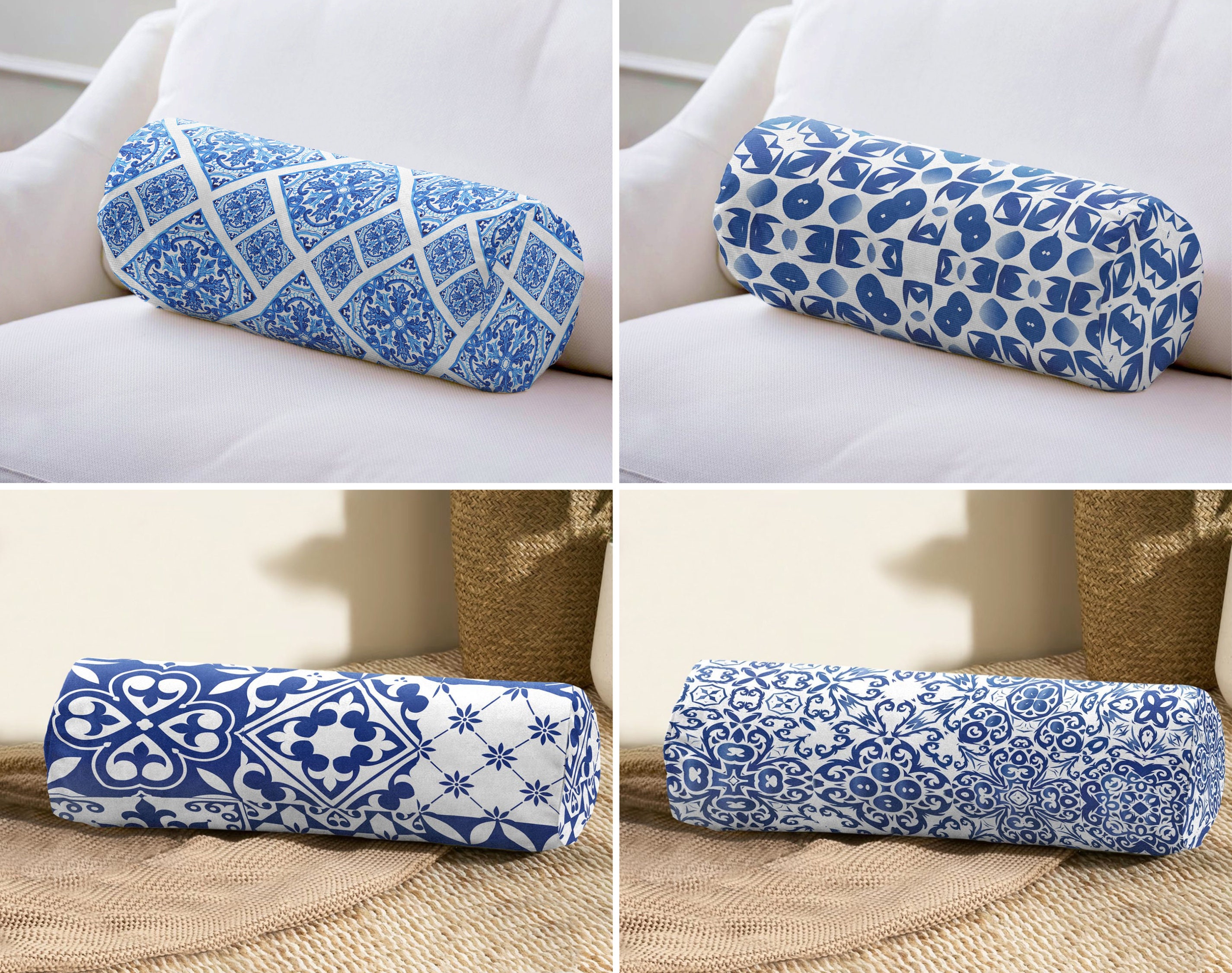 Round Bolster Pillow Neck Roll Pillow Support Round Pillow Insert Cylinder  Memory Foam Cylinder Pillow Covers with Zipper Strawberry Flowers Pattern