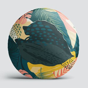 Boho Round Pillow, Abstract Leaves Pattern (Indoor and Outdoor Use) image 3
