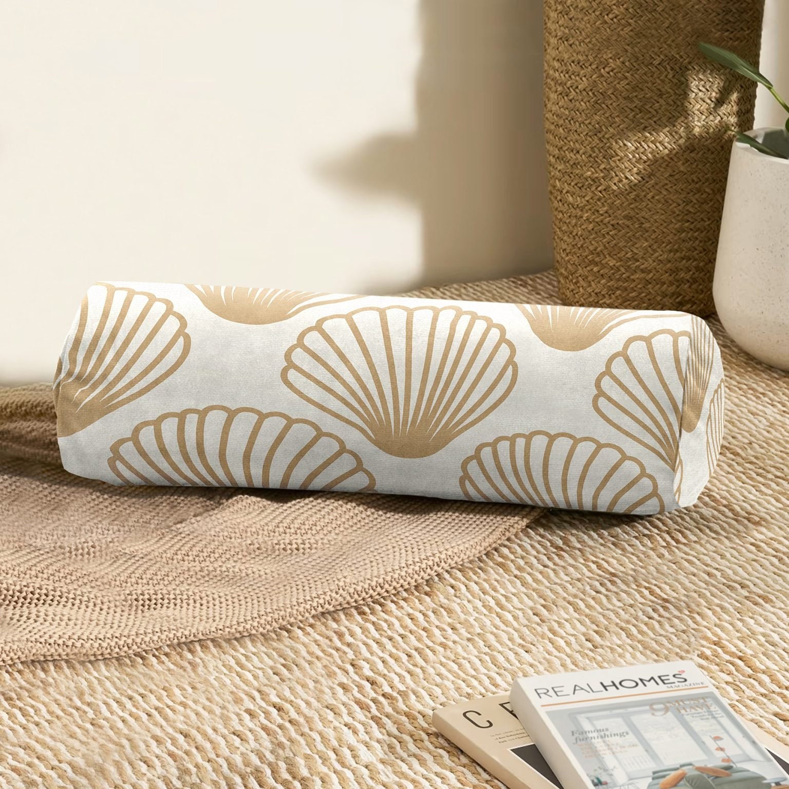 Nautical Bolster Pillow Gold Oyster Bolster Cushion Starfish Etsy UK
