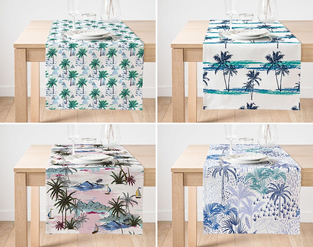 Palm Tree Table Runner Palm Leaf Table Runner Hawaiian Table Etsy