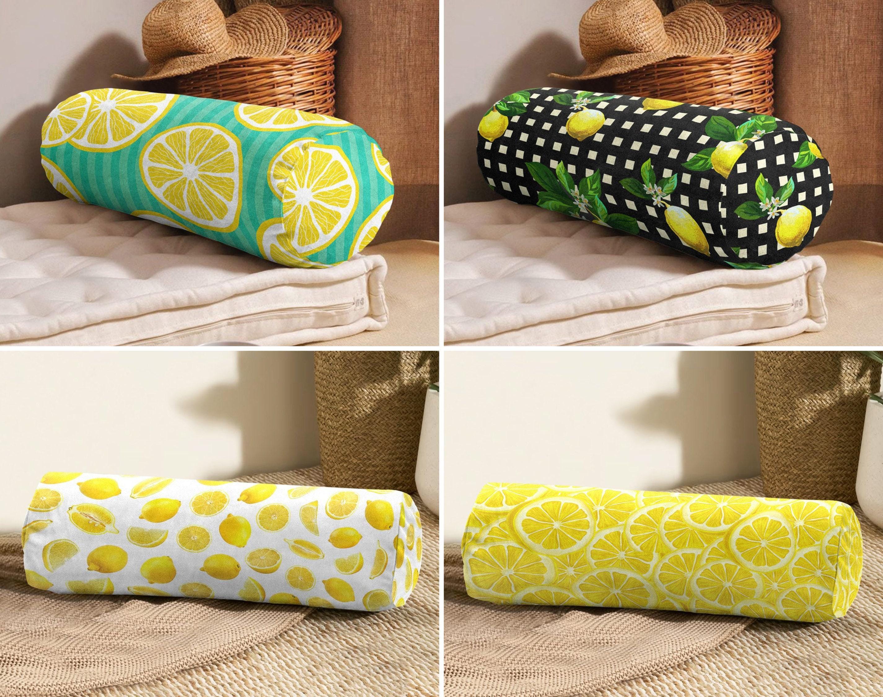 Lemon Bolster Pillow: Cylindrical Citrus Accent for Indoor