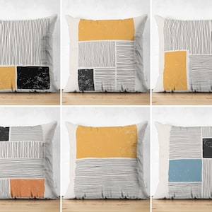Abstract Cushion Cases, Yellow Black Pillow Covers, Mid Century Throw Pillow, Minimalist Pillow Covers, Boho Soft Comfy Throw Pillows Cases
