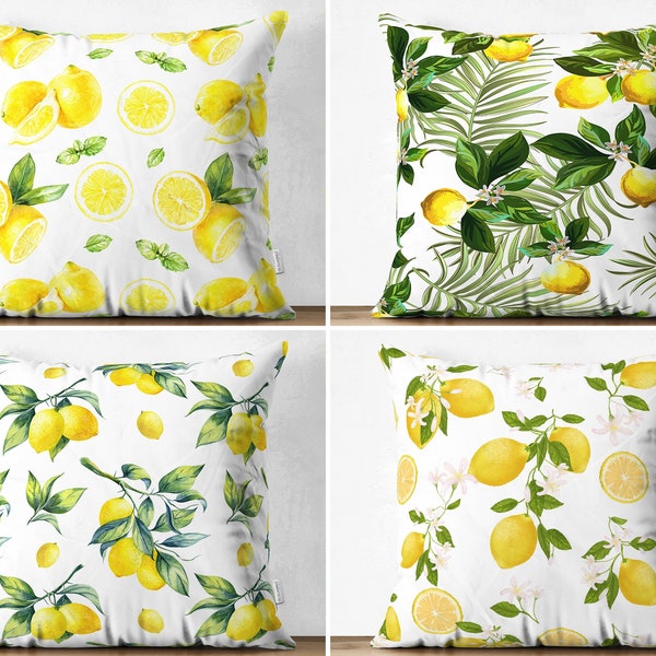 Lemon Theme Toss Pillowcases, Lemon Sofa Cushion Cover, Lemon Style Cushion Case, Citrus Home Deco, Lemon Outdoor Pillow Sham, Gift for Home