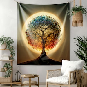 Tree of Life Tapestry Wall Hangings, Boho Living Room Tapestry, Meditation Room Tapestry, Mystical Tree Wall Hanging, Spiritual Tapestry
