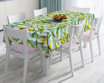 Nappe jaune citron, linge de table de cuisine rayures vertes, nappe de salle à manger campagnarde, nappe florale citron, nappes rectangulaires