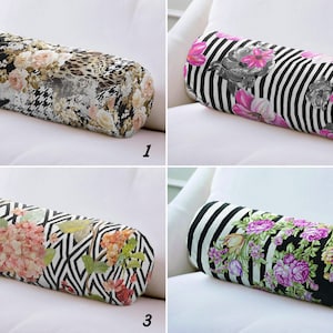 Almohada cilíndrica con estampado geométrico floral (tacto aterciopelado)