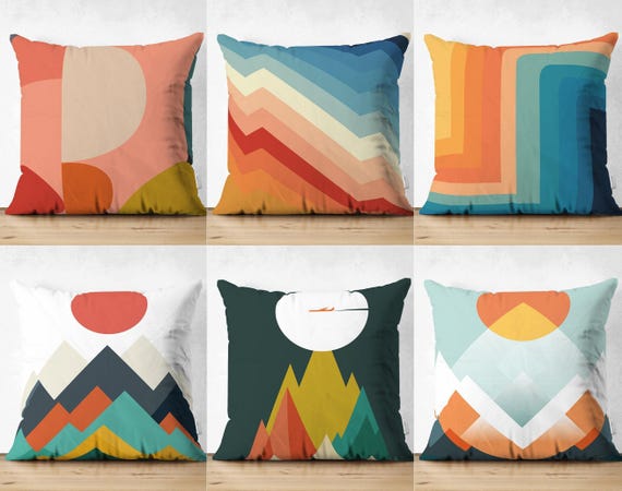 Accent Pillow Cover: Abstract Sunrise Pattern (Zipper Closure, Various Sizes)