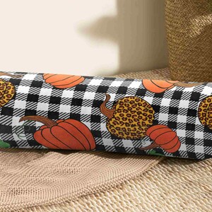 Cuscino a forma di cuscino per il Ringraziamento, cuscino a forma di cuscino per il bufalo, cuscino cilindrico a forma di zucca leopardata, cuscino a forma di cuscino per il collo a forma di zucca arancione, decorazione per la festa del raccolto