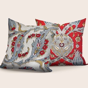 Floral Tapestry Pillow Case, Turkish Tulip Design Pillow Cover, Tulip Gobelin Throw Pillow, Ethnic Woven Cushion Cover, Authentic Pillows