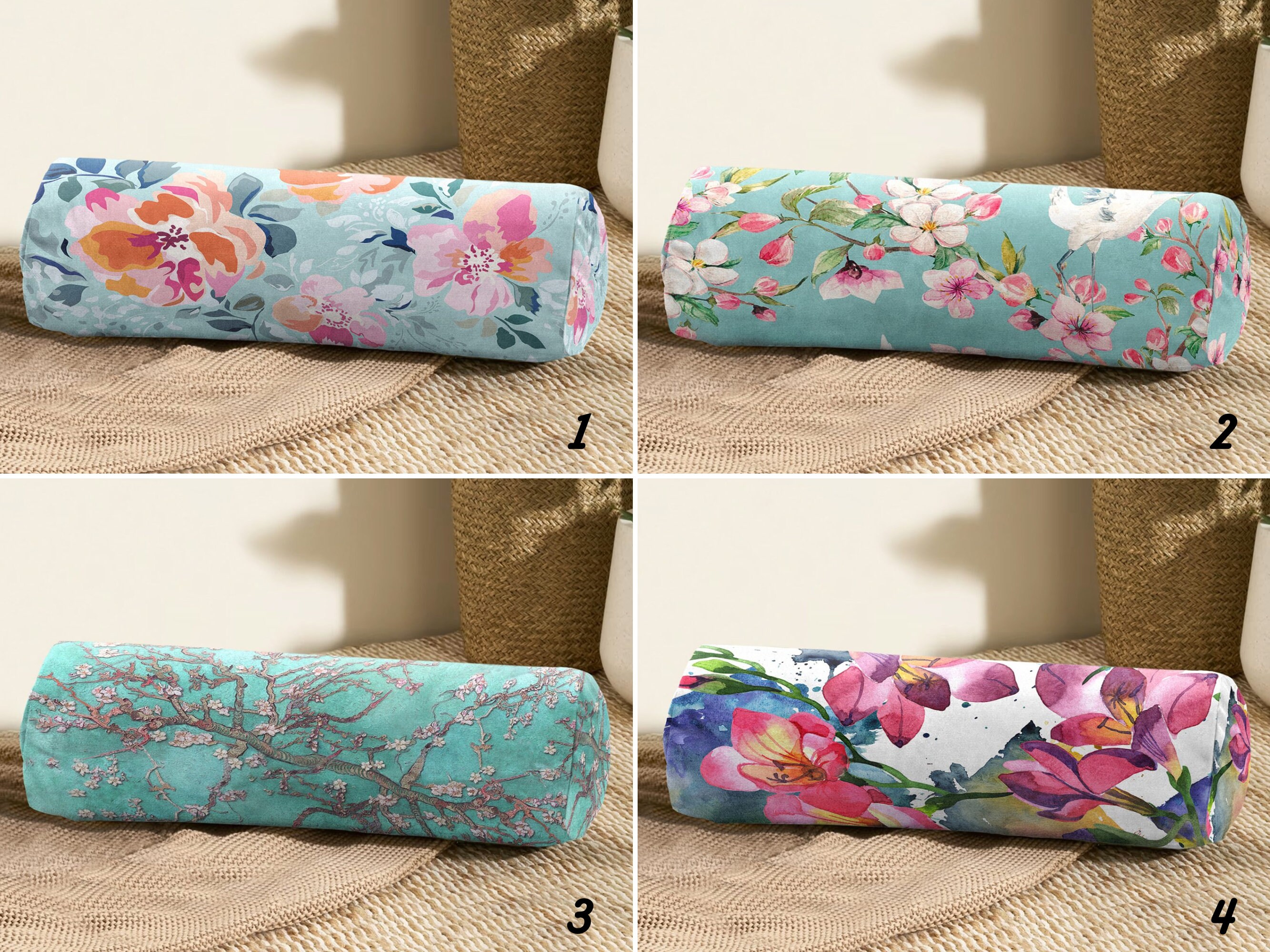 Zeuib Cat Paw (2) Print Candy Cylindrical Pillow,Neck Hand Support Pillows,Sofa Pillow,Candy