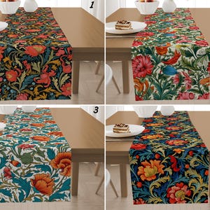 William Morris Inspired Table Runner, Victorian Floral Dining Table Runner, Elegant Botanical Kitchen Tablecloth, William Morris Table Decor