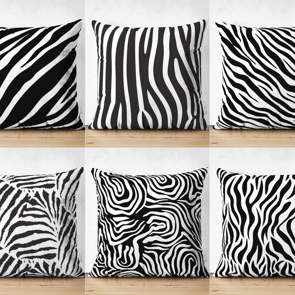 Zebra Styling Pillow Cover, White Black Cushion Case, Modern Bench Pillowcase, Zebra Throw Pillow Sham, Decorative Pillow Top, New Home Gift