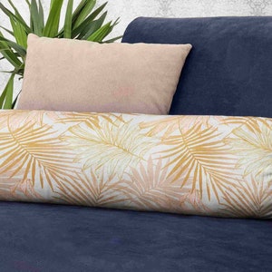 Cuscino cilindrico con foglie tropicali, cuscino a forma di cuscino con foglie secche, cuscino a forma di cuscino autunnale, cuscino a forma di cuscino con foglie, cuscino a forma di cuscino per letto autunnale