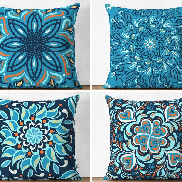 Mandala Style Pillow Covers, Tile Pattern Throw Pillowcases, Traditional Pillow Shams, Boho Chic Sofa Pillow Tops, Ethnic House Decor Gift