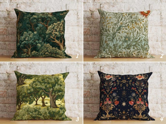 Cushion Cover: William Morris Inspired Nature Print - Art Nouveau Style