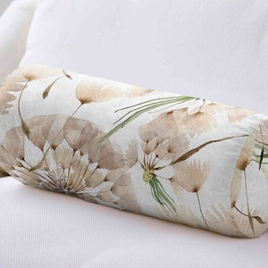 Dandelion Cylindrical Pillow, Flying Dandelion Bolster Pillow, Autumn Neck Roll Pillow, Brown Flower Bolster Cushion, Inspirational Gift