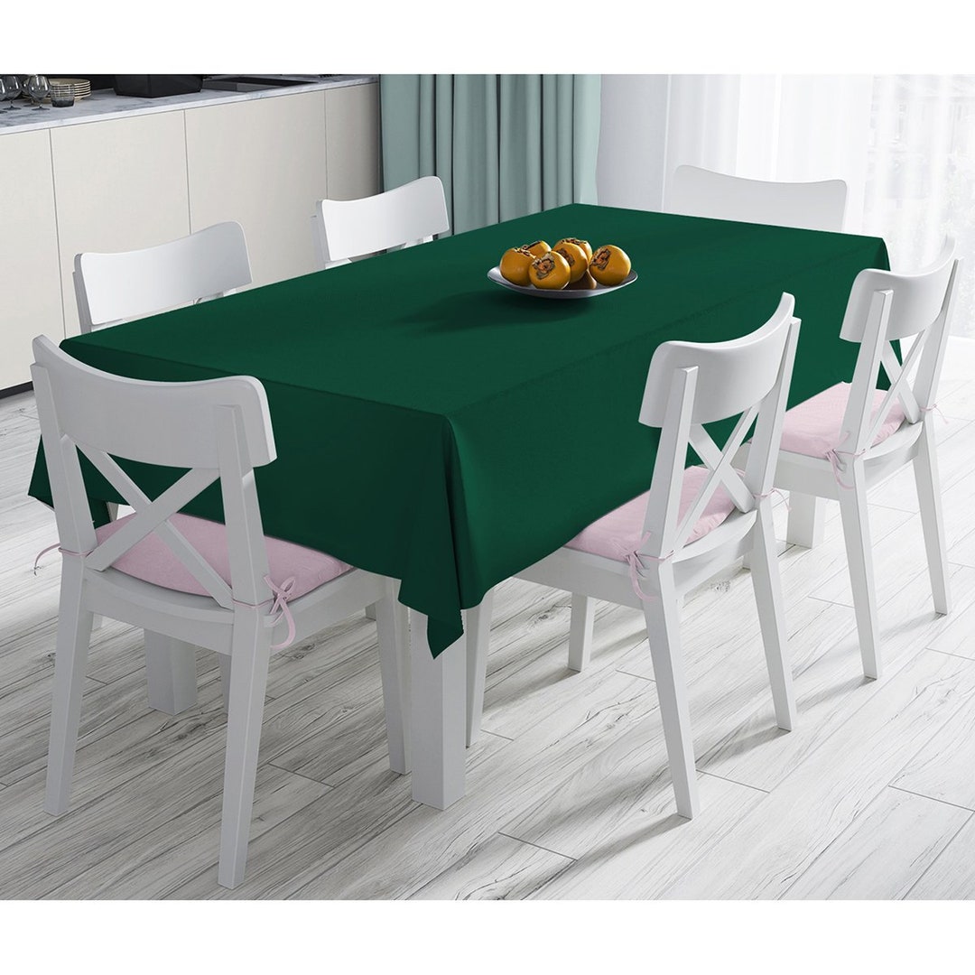 Dark Green Christmas Tablecloth Emerald Green Kitchen Etsy