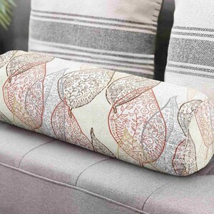 Herfstbladeren versterkingskussen, buitenkussen kussen, modern cilindrisch herfstkussen, stijlvol bedkussen, nekrolkussen bladkunst