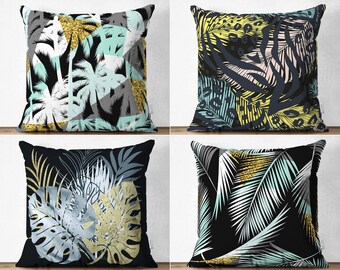 Exotic Palm Leaves Pillow Shams, Tropical Plant Pillow Cover, Monstera Leaf Styling Sofa Pillow, Summer Decorative Pillowcase, Home Present