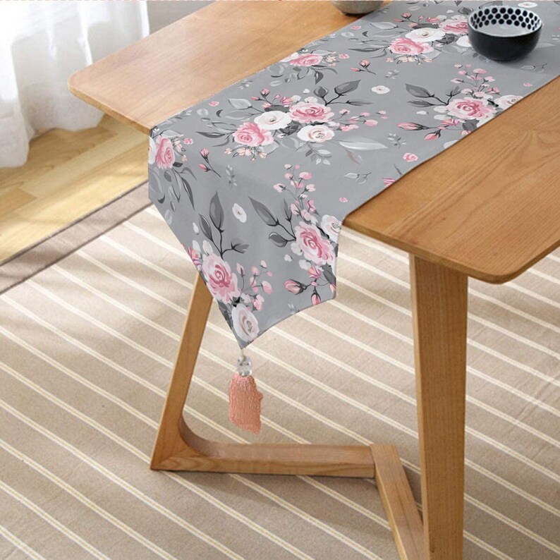 Pink Rose Table Runner, Luxury Triangle Runner, Pastel Colour Table