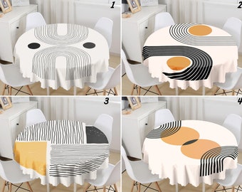 Contemporary Tablecloth: Minimalist Abstract Design (Round, Dining)