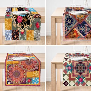 Decorative Table Runner: Ethnic Tile Design (Boho Kitchen Decor)