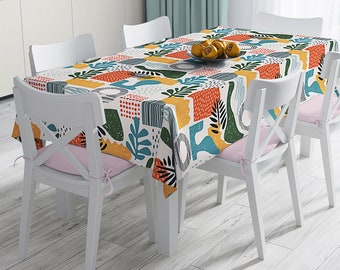 Decorative Tablecloth: Abstract Boho Shapes and Colors (Kitchen or Dining)