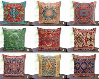 Teppich Design Kissenbezug, Türkischer Teppich Kissenbezug, Ethnische Kissenbezüge, Authentische Couchkissen, Traditioneller Sofakissenbezug