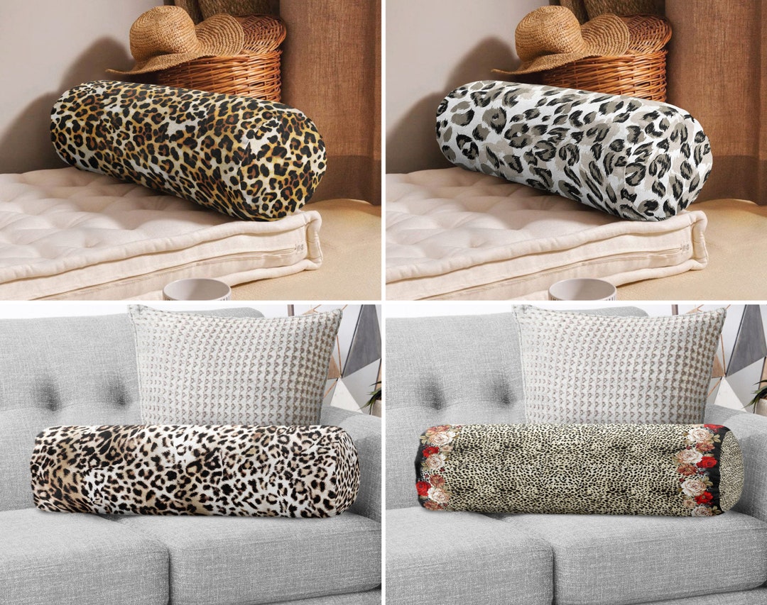 Leopard Bolster Pillow, Luxury Bolster Cushion, Cylindrical Pillow