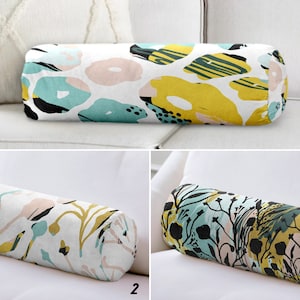 Minimalist Bolster Pillow, Abstract Floral Cylindrical Pillow, Popular Bolster Cushion, Bolster Pillow for Bed, Sofa Bolster, Yoga Bolster
