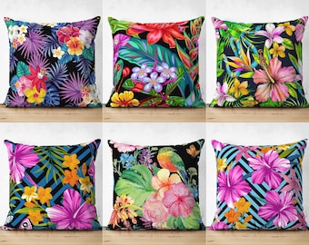 Comfy Lily Flowers Pillow Covers, Daffodil Floral Cushion Cover, Tropical Leaves Trend Pillow Sham, Chic Home Decor, Contemporary Pillow Top