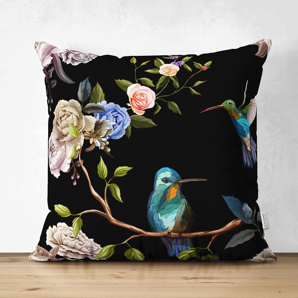 Red Bird Pillow Covers, Tropical Plants Pillowcases, Pigeon Cushion