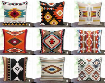 Southwestern Throw Pillow Cover: Terracotta Navajo Pattern, Boho Decor