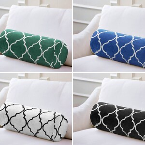 Geometric Bolster Pillow, Ogee Pattern Bolster Pillow, Cylindrical Bolster Cushion, Black White Decorative Bolster, Green Neckroll Pillow