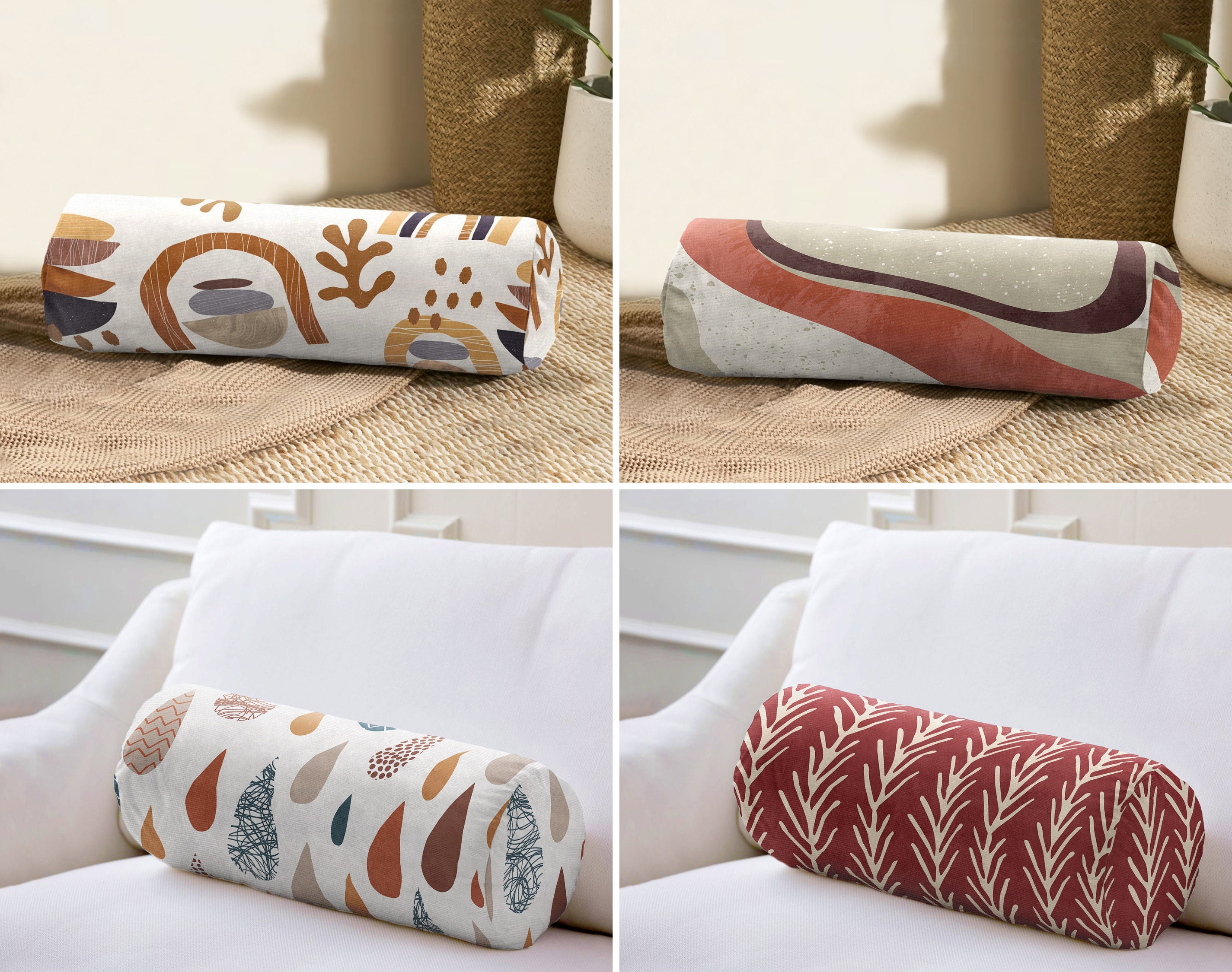 Cute Colorful Flower Bolster Pillow for Legs Massage Table Neck Roll  Pillows for Bed Round Pillow Chair Cushion Cylinder Bolster Pillow