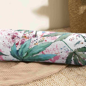 Fall Trend Cylindrical Pillow, Pink Green Bolster Cushion, Paint Splatter Style Bolster Pillow, Fall Bolster Pillow Cover, Autumn Home Decor