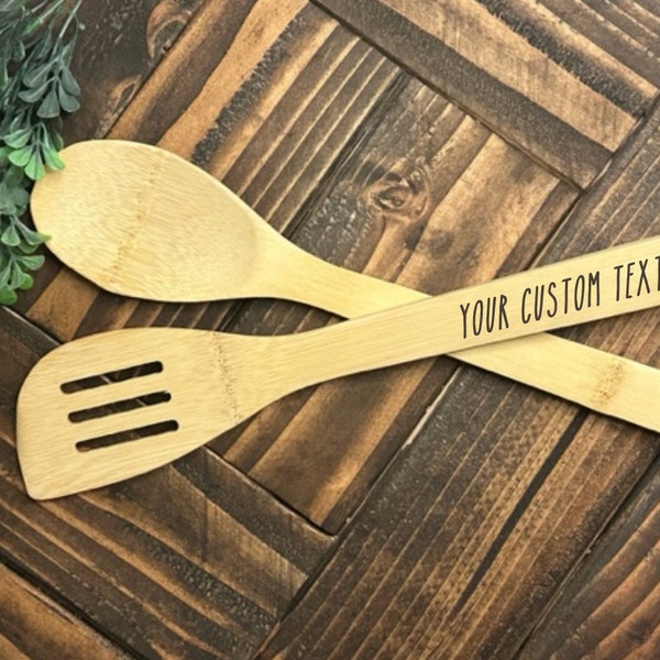 Engraved Personalized Wood Spoon; Gift for Chef; Cooks Gift Idea; Bamboo Spoon; Custom Kitchen Utensil; Mother's Day; Custom Kitchen Gadget