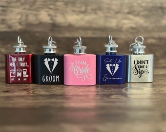 Keychain Flask Customized; Bridesmaid Gift; Groomsman Gift; Wedding Anniversary Keychain; Many colors flask keychain; Personalized Gift Idea