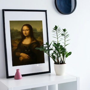 Mona Lisa Art, Cat, Black Cat, Renaissance Art, Mona Lisa Print, Altered Art Print, Mona Lisa, Wall Art Decor, Digital Art, Instant Ar