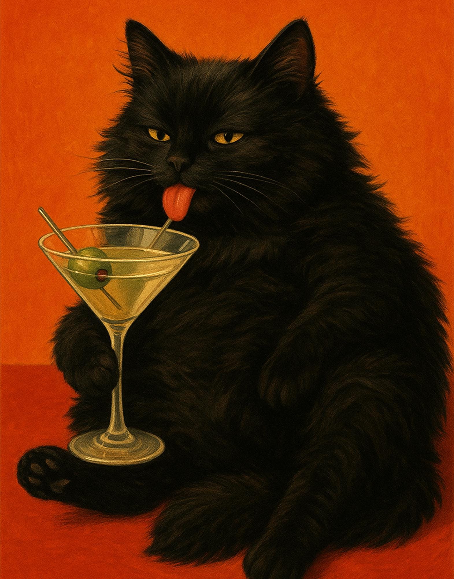Retro Black Cat Martini Wall Art Bar Cart Decor Cocktail Art Bar Decor ...