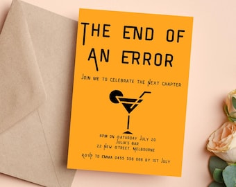 Divorce Party Invitation, End of An Error, Retro Celebration (Digital Download)