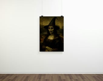 Haunted Mona Lisa Poster, Gothic Halloween Decor (Digital Download)