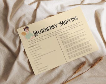 Minimalist Recipe Card Template | Printable, Editable Canva Design (Digital Download)